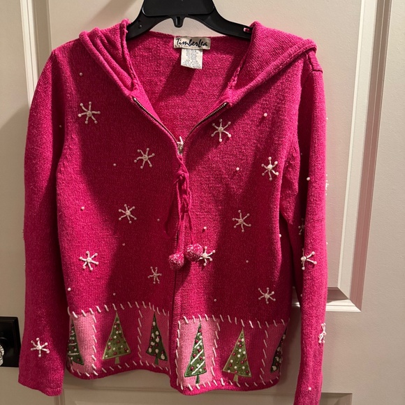 Timberlea Size large Beaded Christmas Tree zip up - Picture 1 of 4
